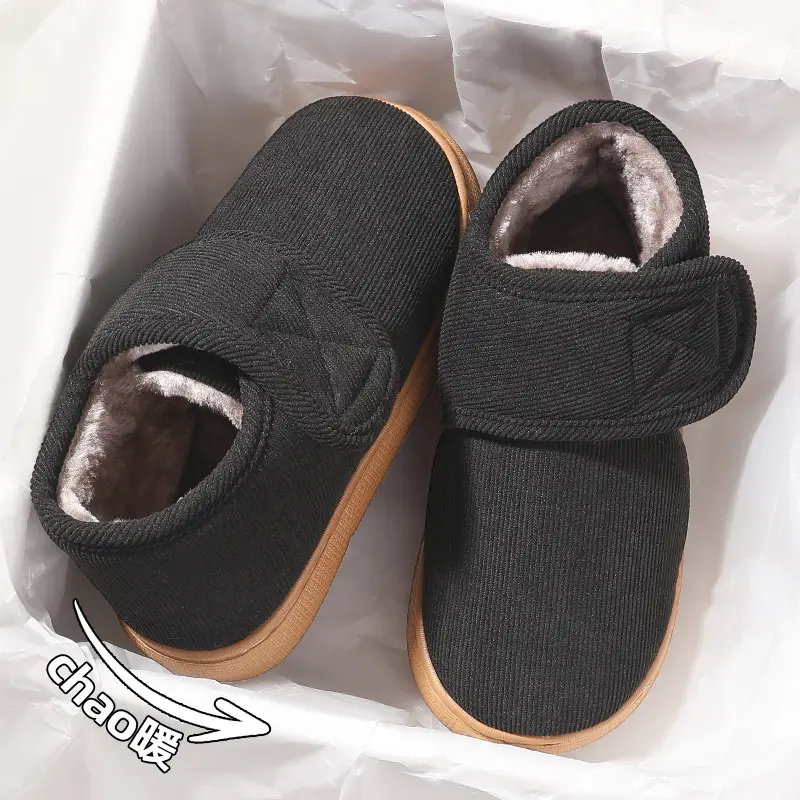 Warm Cotton Slippers for Men, Winter Indoor Home Wear, 2026 New Model, Fully Enclosed Heel, Thick-Soled, Fleece-Lined, Elderly Cotton Shoes for Women