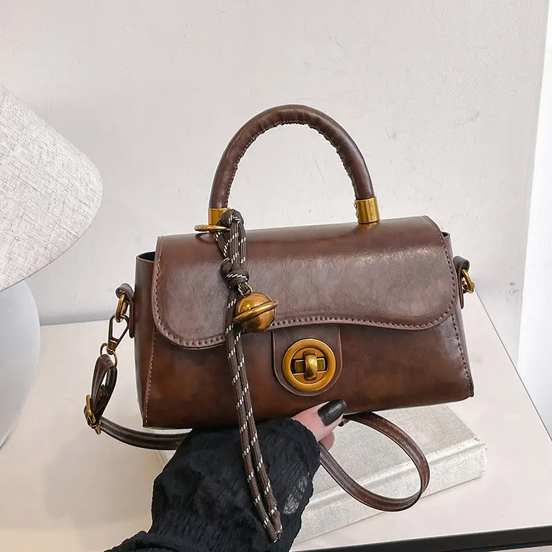 Black Leather Crossbody Bag for Women 2024 Winter - Image 10