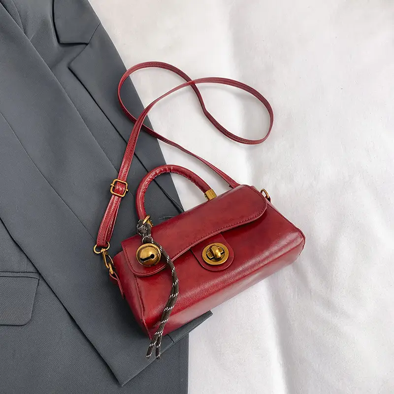 Black Leather Crossbody Bag for Women 2024 Winter - Image 7