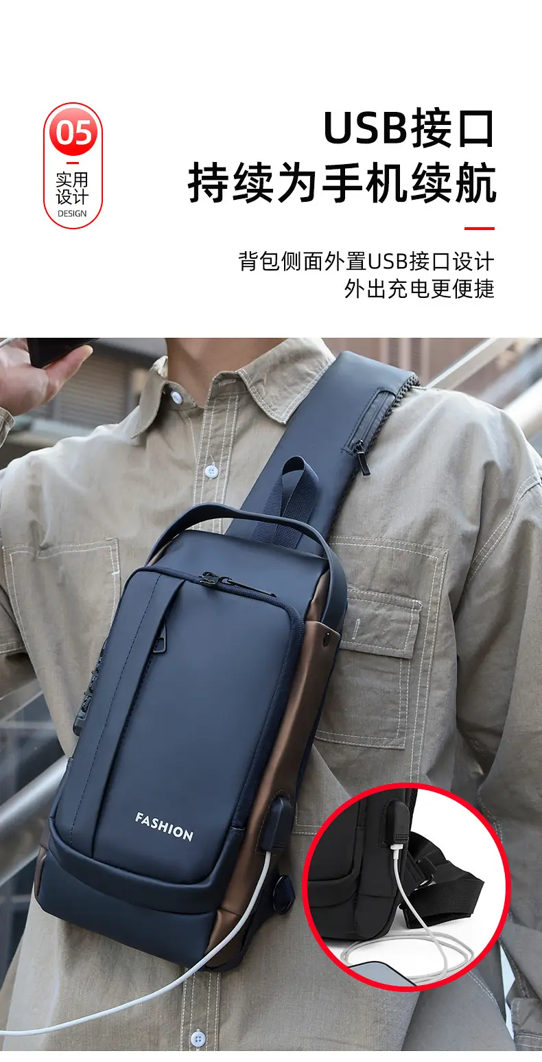 Men's Waterproof Crossbody Backpack with Password Lock — feature 13