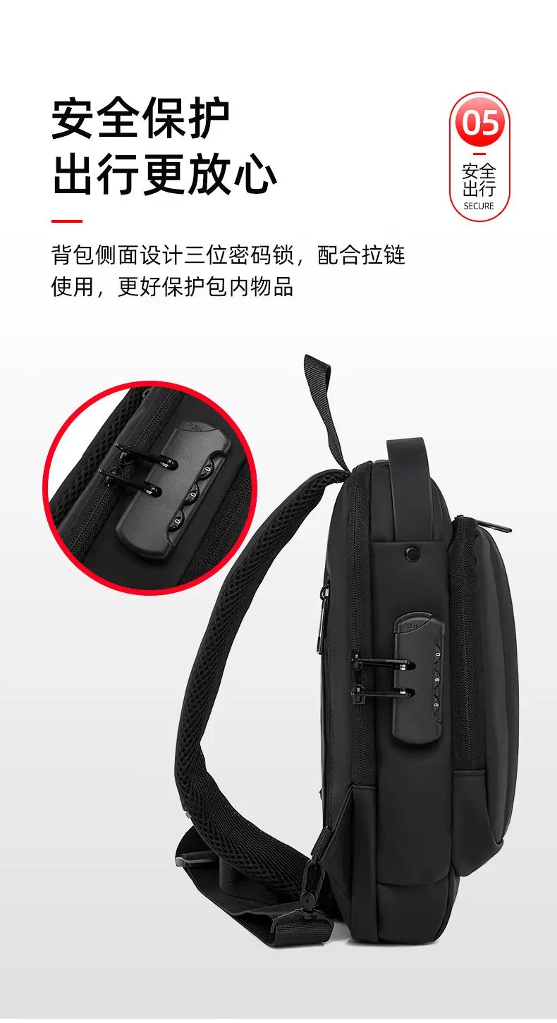Men's Waterproof Crossbody Backpack with Password Lock — feature 14