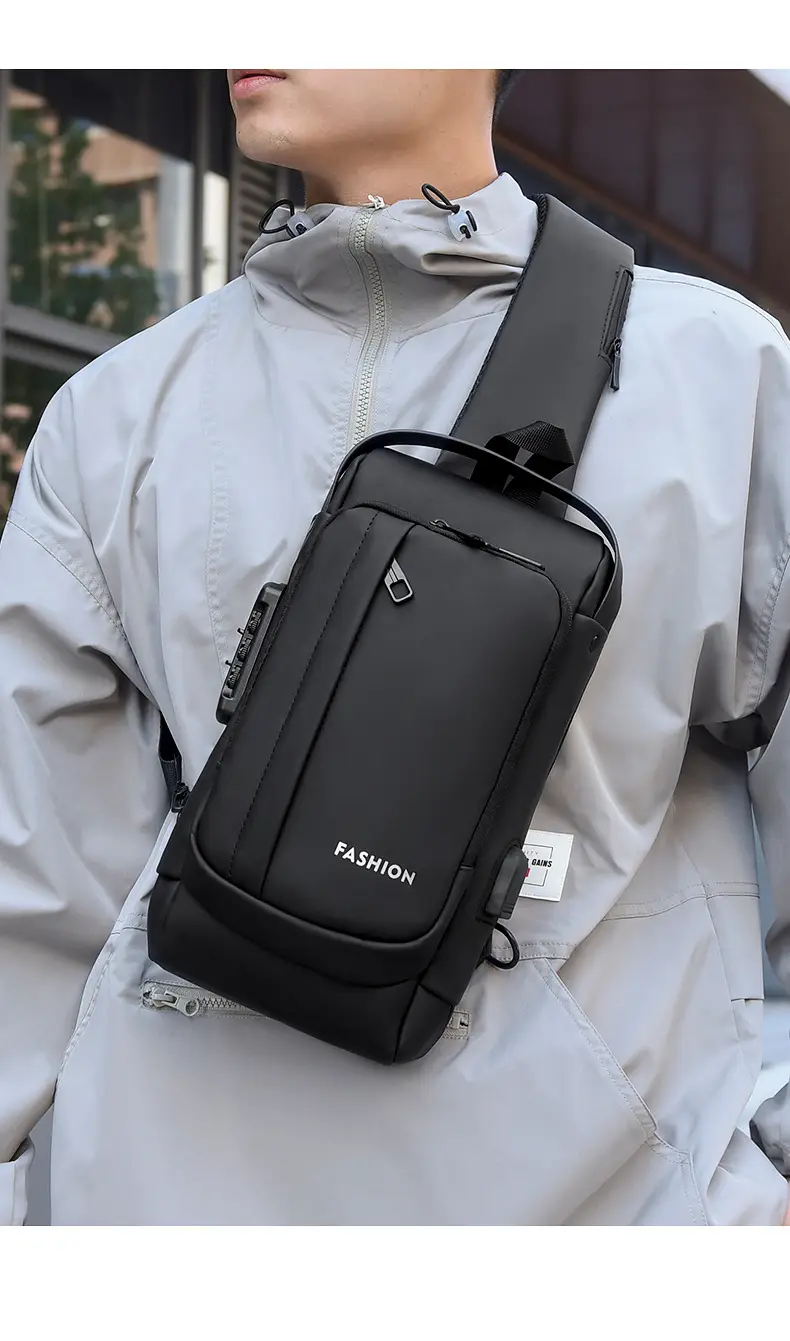Men's Waterproof Crossbody Backpack with Password Lock — feature 22