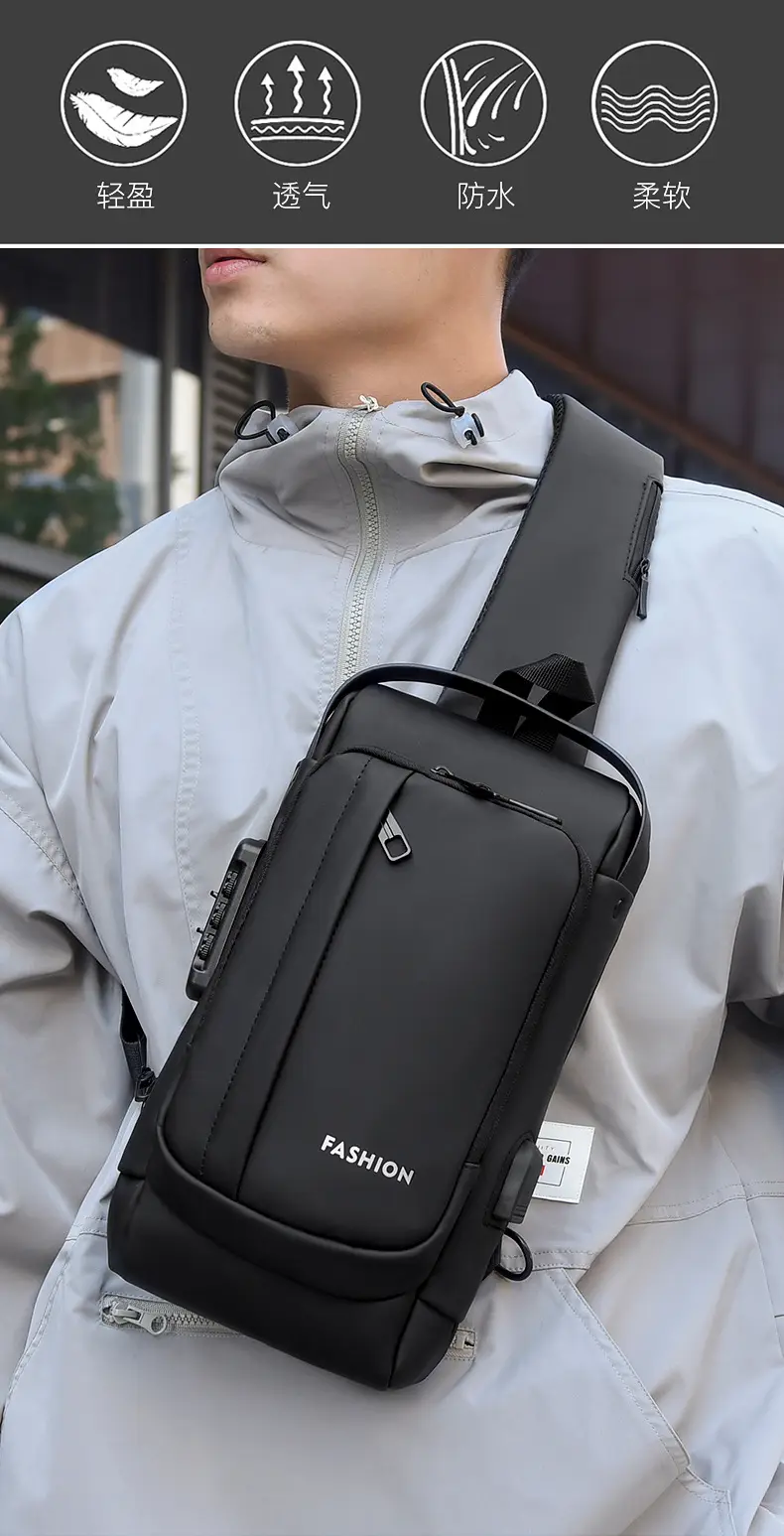 Men's Waterproof Crossbody Backpack with Password Lock — feature 6