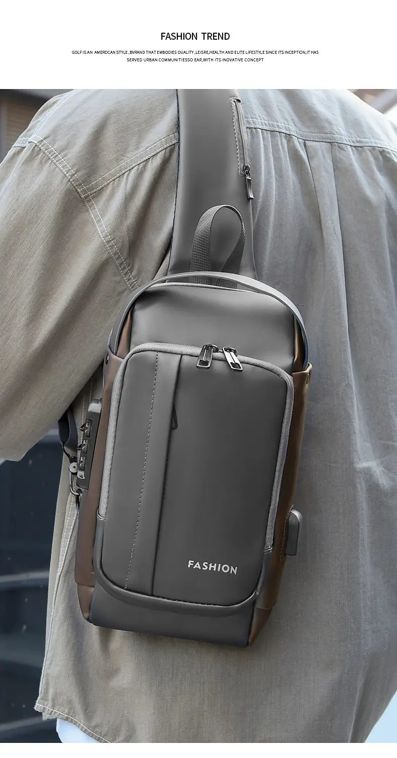 Men's Waterproof Crossbody Backpack with Password Lock — feature 7
