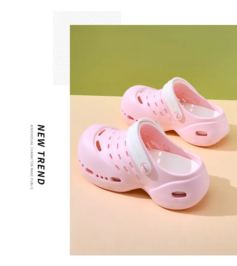 Baotou Thick-soled EVA Hole Shoes Women's Summer High-rise Breathable Non-slip Slippers All-match Non-smelly Feet Beach Shoes — feature 13