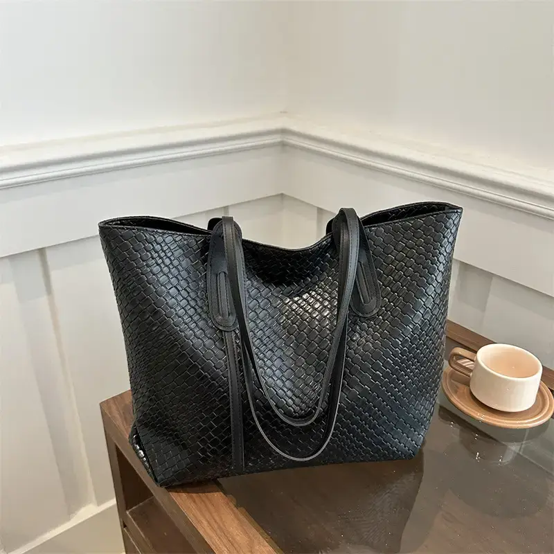 Vintage Woven Tote Bag Red Large Capacity Women - Image 7