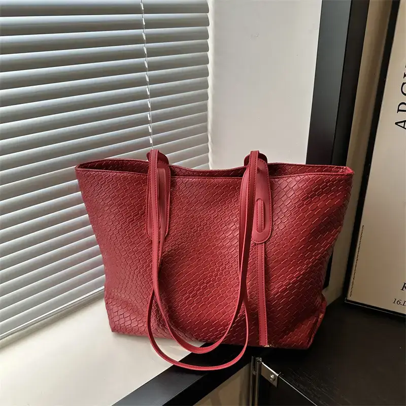 Vintage Woven Tote Bag Red Large Capacity Women - Image 9