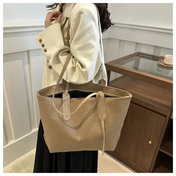 Vintage Woven Tote Bag Red Large Capacity Women — feature 10