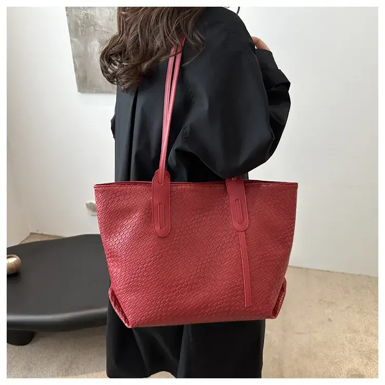 Vintage Woven Tote Bag Red Large Capacity Women — feature 13