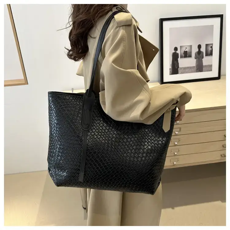Vintage Woven Tote Bag Red Large Capacity Women — feature 15