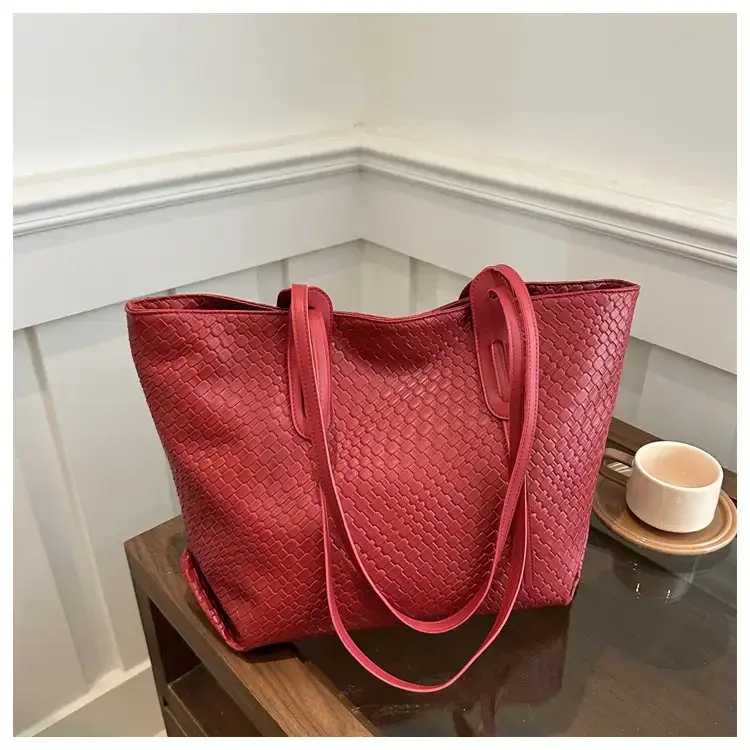 Vintage Woven Tote Bag Red Large Capacity Women — feature 20