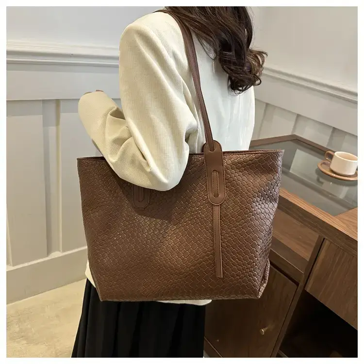 Vintage Woven Tote Bag Red Large Capacity Women — feature 7