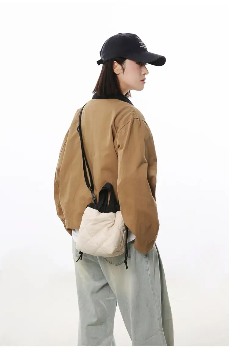Diamond Patterned Women's Crossbody Bag Brown Black — feature 12