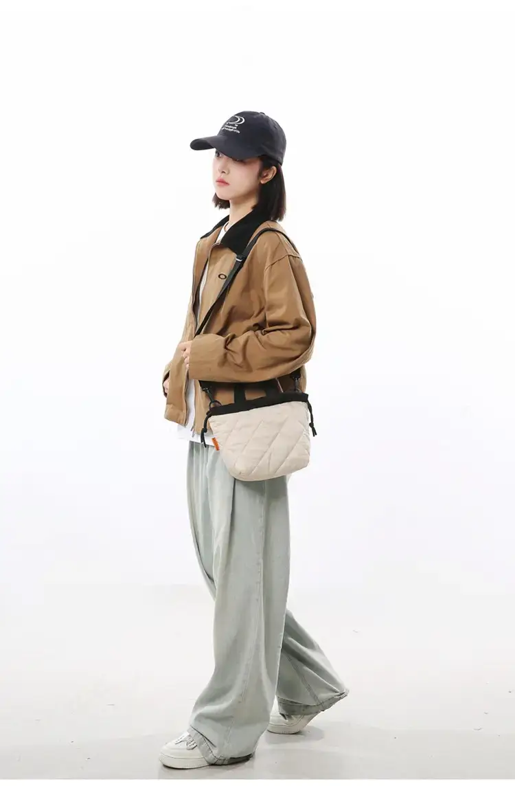Diamond Patterned Women's Crossbody Bag Brown Black — feature 14
