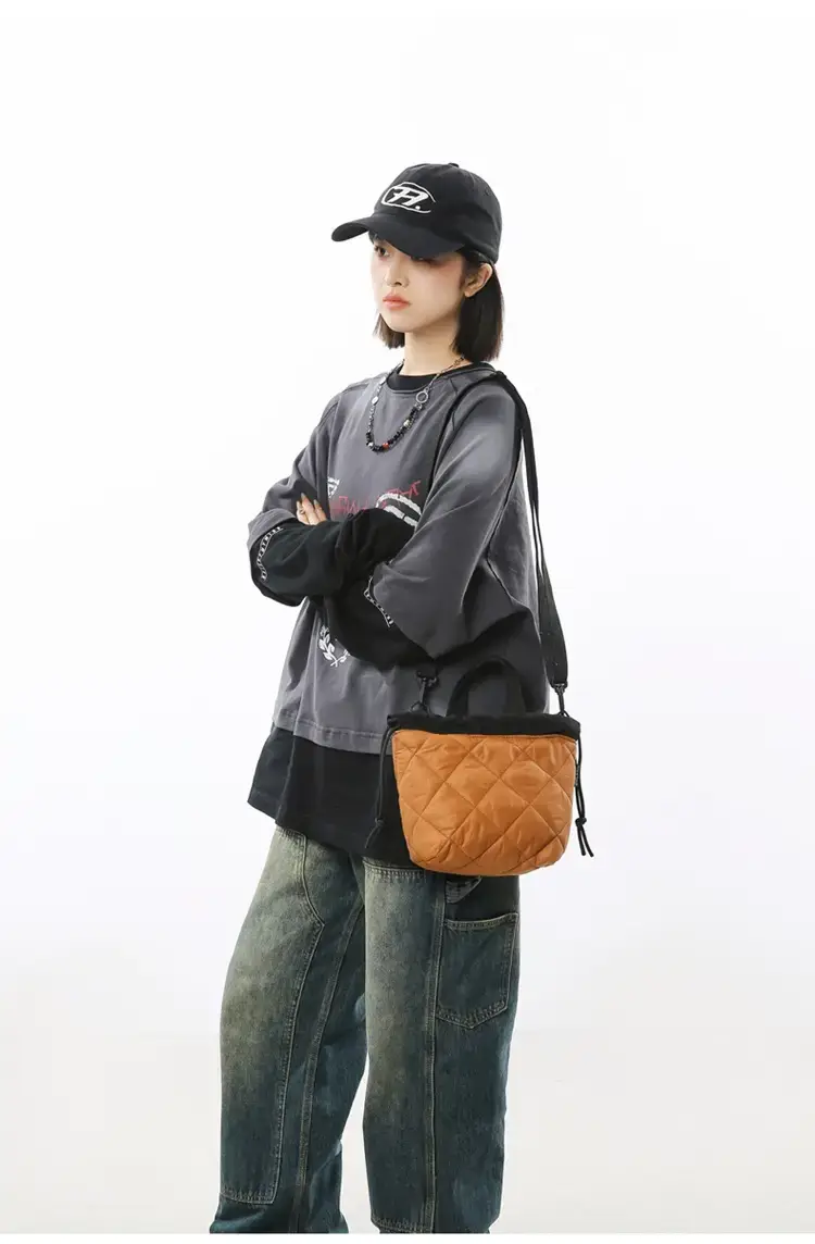 Diamond Patterned Women's Crossbody Bag Brown Black — feature 29