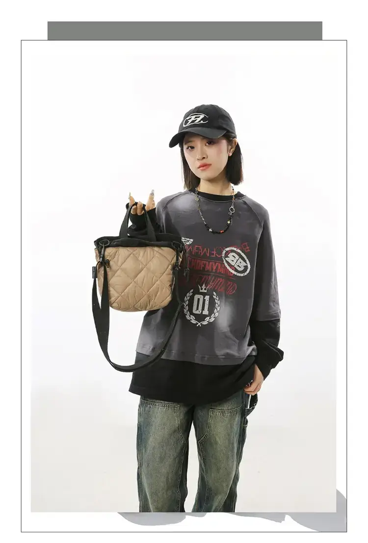 Diamond Patterned Women's Crossbody Bag Brown Black — feature 7
