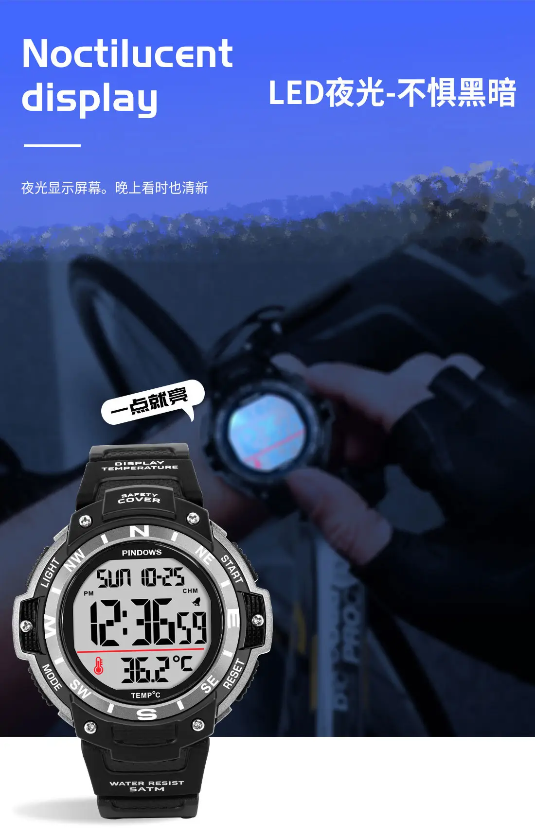 Waterproof Digital Temperature Watch for Men — feature 10
