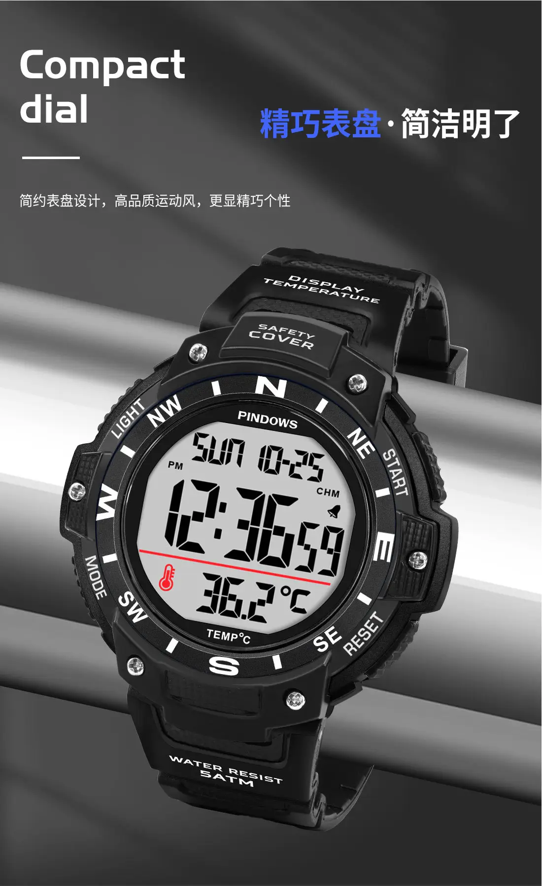 Waterproof Digital Temperature Watch for Men — feature 12
