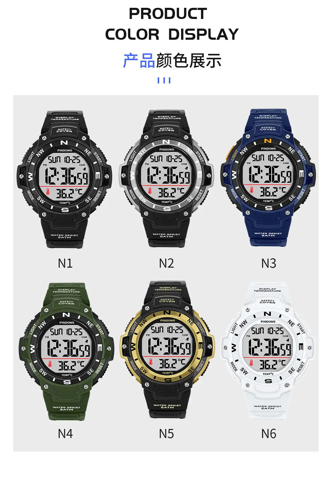 Waterproof Digital Temperature Watch for Men — feature 19