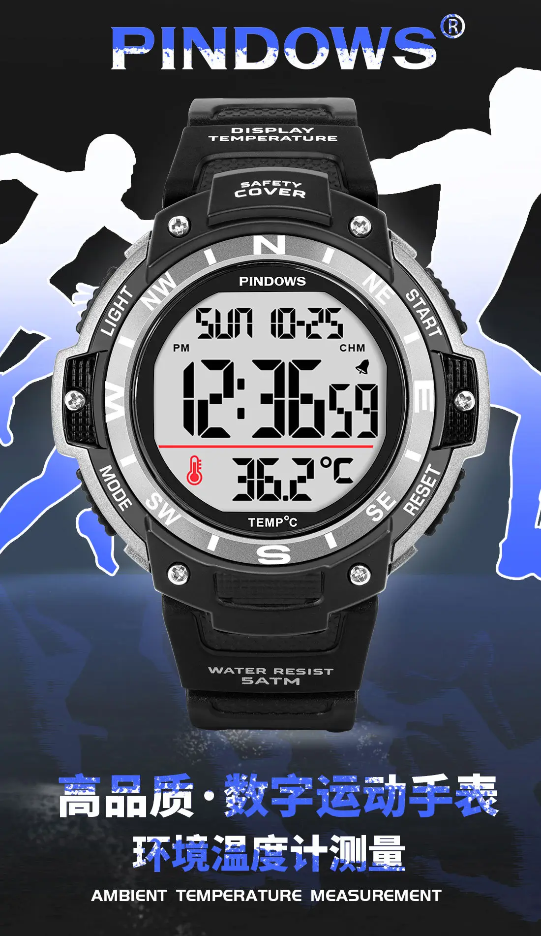 Waterproof Digital Temperature Watch for Men — feature 4