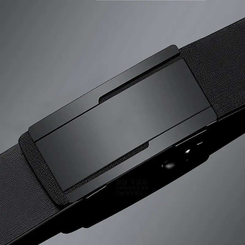 Black Leather Belt with Automatic Buckle for Men - Image 3