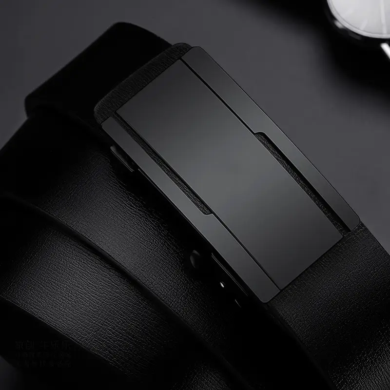Black Leather Belt with Automatic Buckle for Men - Image 4