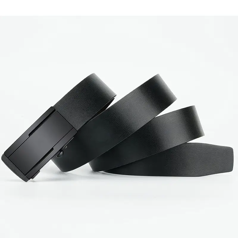 Black Leather Belt with Automatic Buckle for Men - Image 5