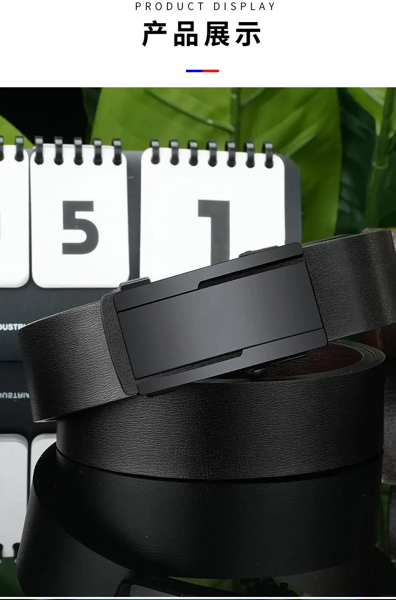 Black Leather Belt with Automatic Buckle for Men — feature 10
