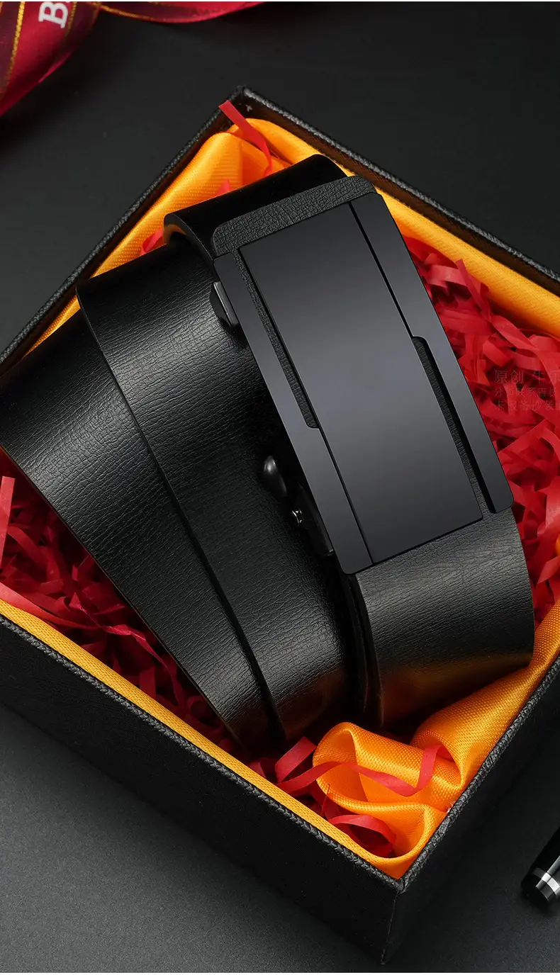 Black Leather Belt with Automatic Buckle for Men — feature 12