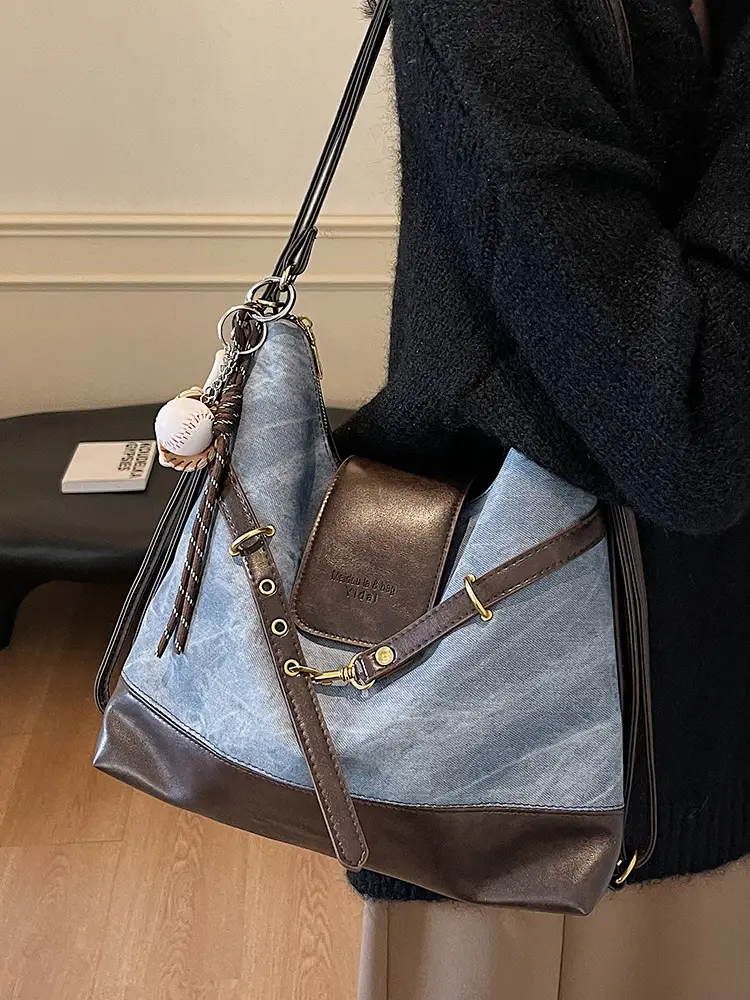 Women Retro Style Shoulder Tote Bag Beige Brown - Image 9