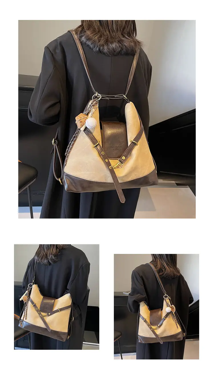 Women Retro Style Shoulder Tote Bag Beige Brown — feature 14