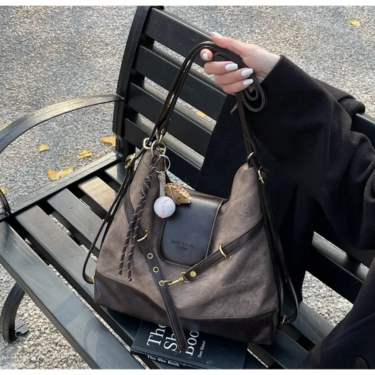 Women Retro Style Shoulder Tote Bag Beige Brown — feature 19