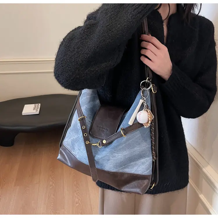 Women Retro Style Shoulder Tote Bag Beige Brown — feature 25