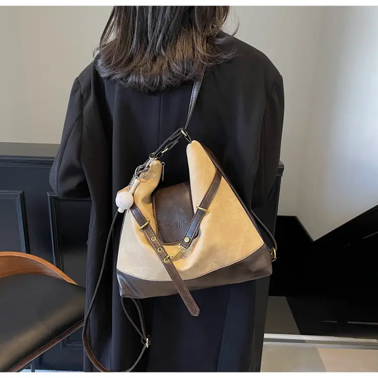 Women Retro Style Shoulder Tote Bag Beige Brown — feature 27