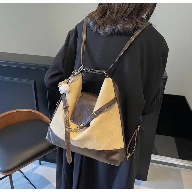 Women Retro Style Shoulder Tote Bag Beige Brown — feature 28