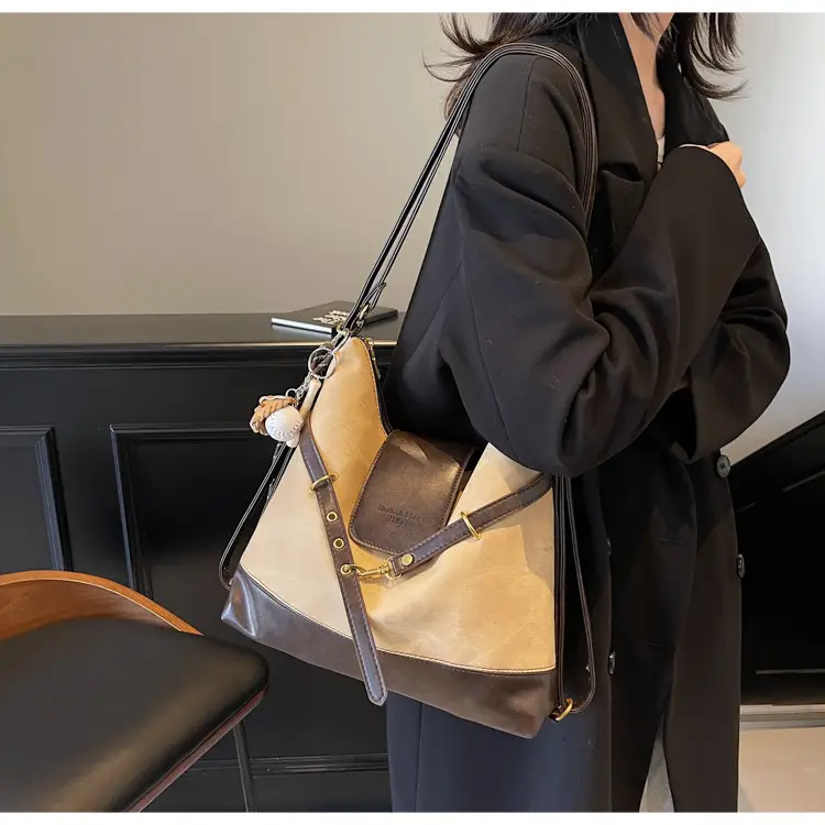 Women Retro Style Shoulder Tote Bag Beige Brown — feature 29