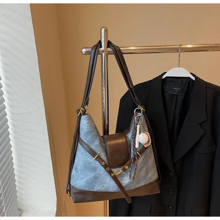 Women Retro Style Shoulder Tote Bag Beige Brown — feature 36