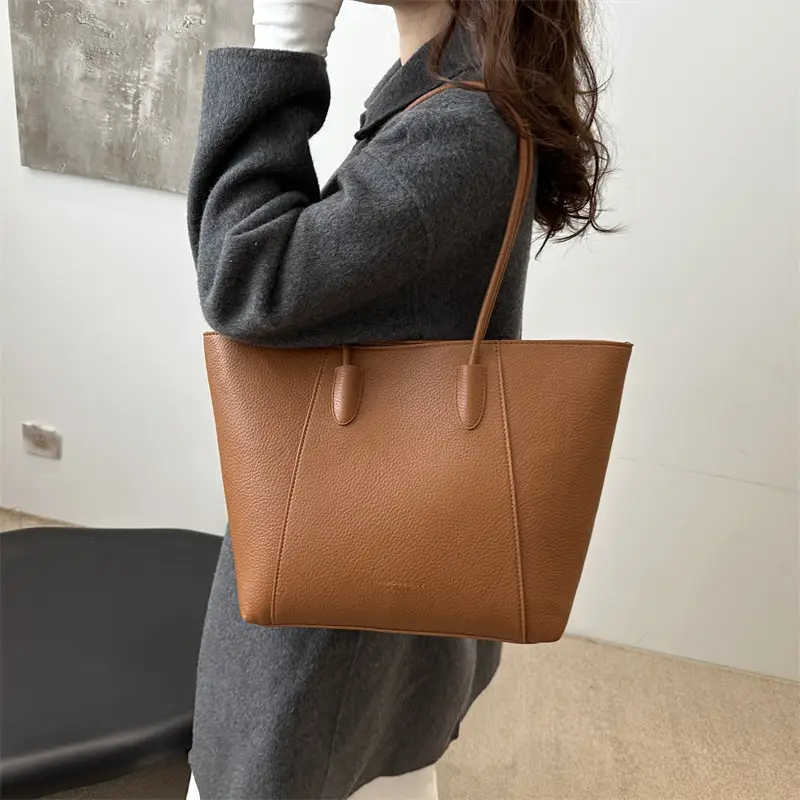 Black Leather Tote Bag for Women 2024 Autumn Winter - Image 6