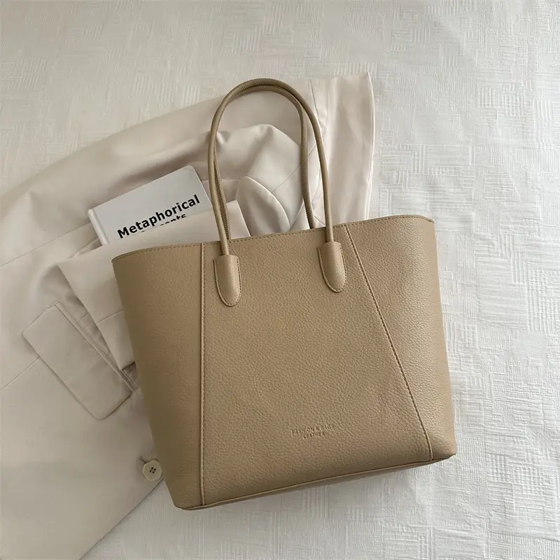 Black Leather Tote Bag for Women 2024 Autumn Winter - Image 2