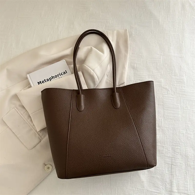 Black Leather Tote Bag for Women 2024 Autumn Winter - Image 4