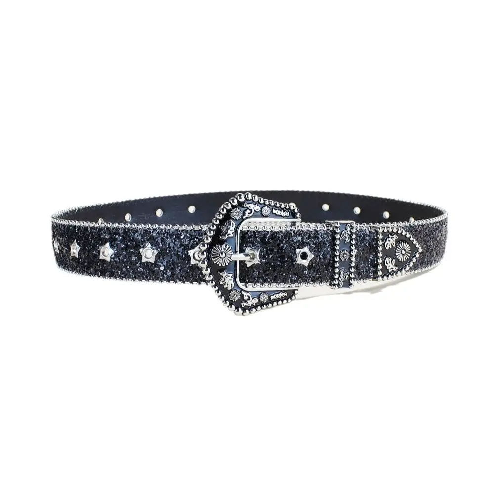 Women's Sparkly Silver Belt with Buckle - Image 7