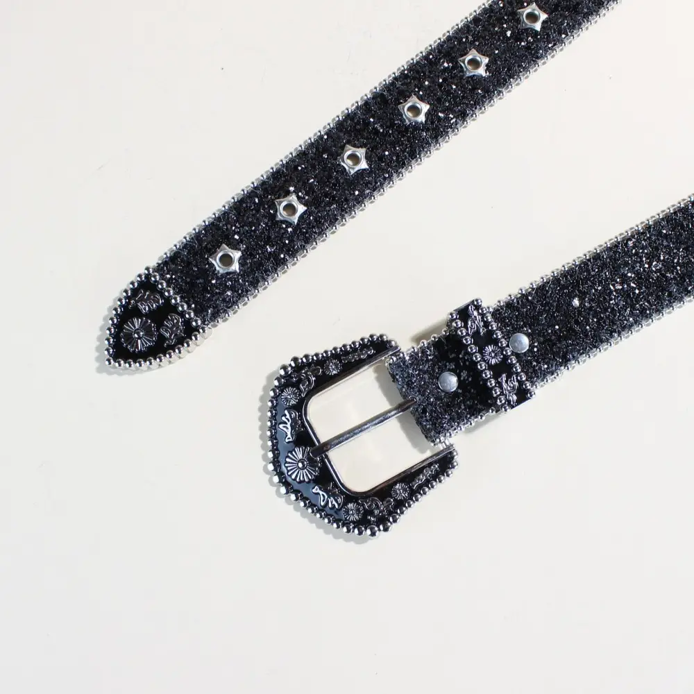 Women's Sparkly Silver Belt with Buckle — feature 2