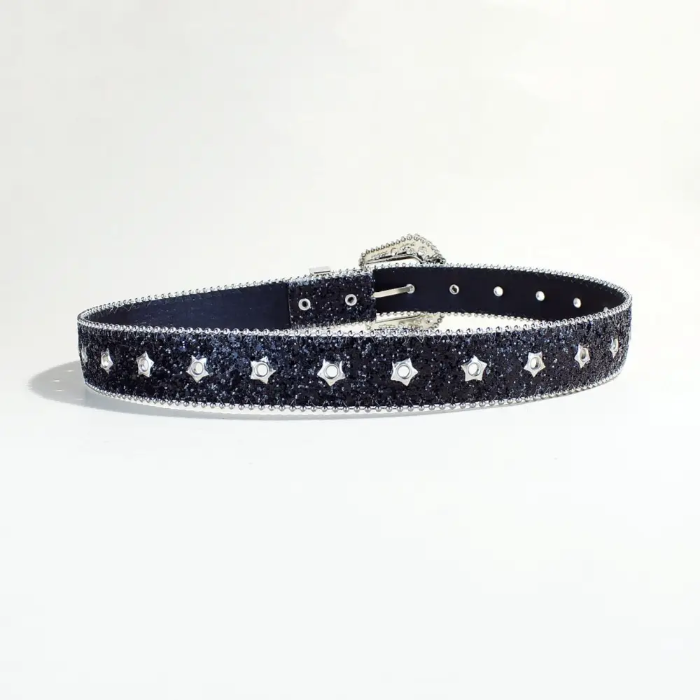 Women's Sparkly Silver Belt with Buckle — feature 4