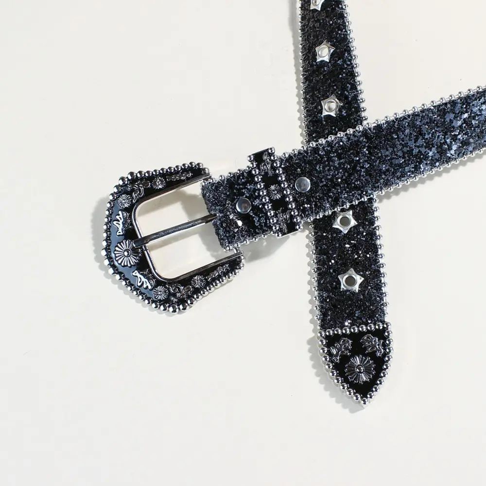 Women's Sparkly Silver Belt with Buckle — feature 5