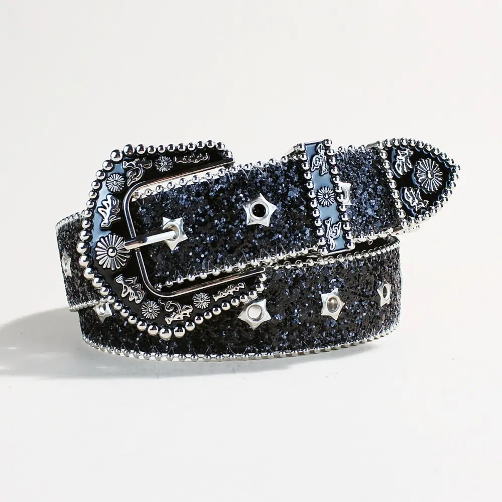 Women's Sparkly Silver Belt with Buckle — feature 6