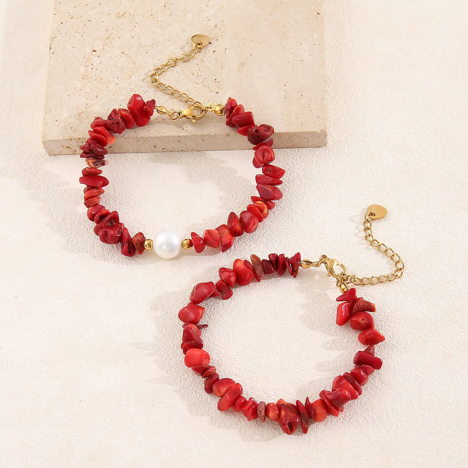 Red Crystal Pearl Necklace Bracelet Set for Women - Image 8