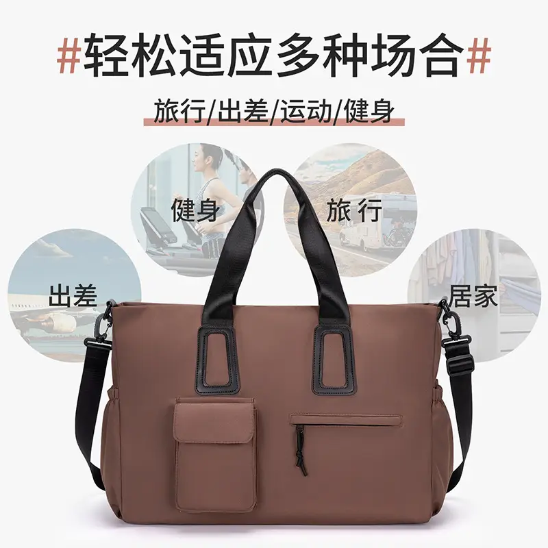 Women's Waterproof Travel Bag Brown Large Capacity - Image 7