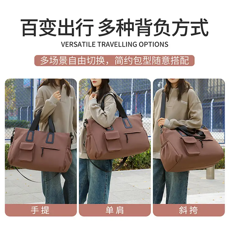 Women's Waterproof Travel Bag Brown Large Capacity — feature 8