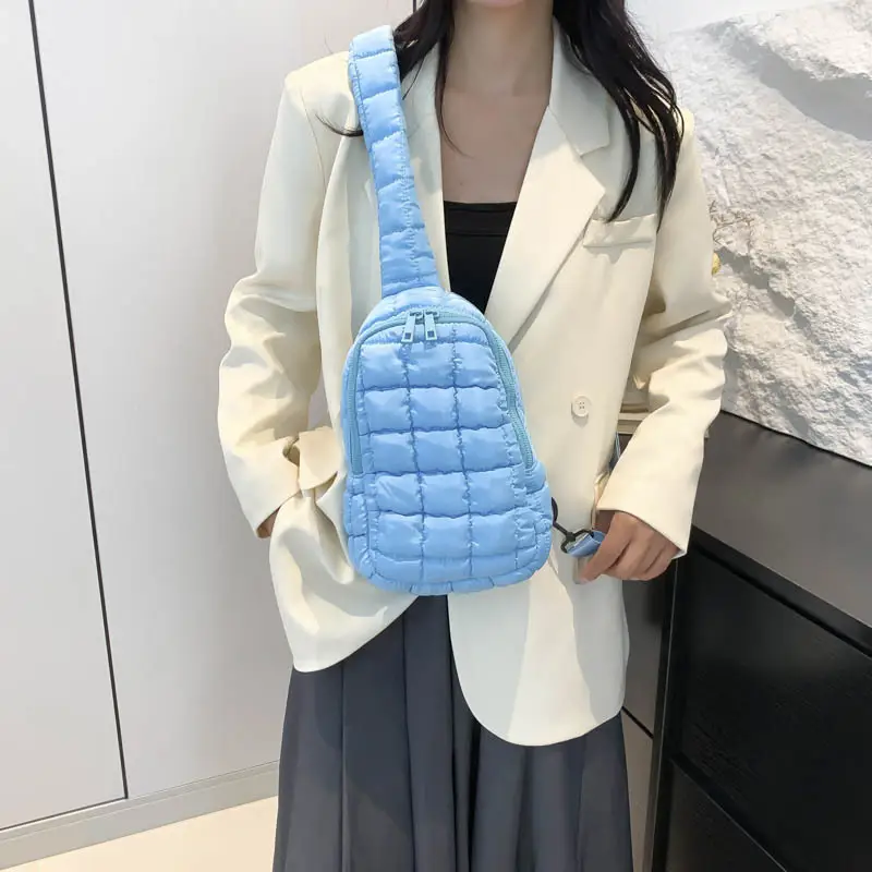 Blue Plaid Crossbody Bag for Women