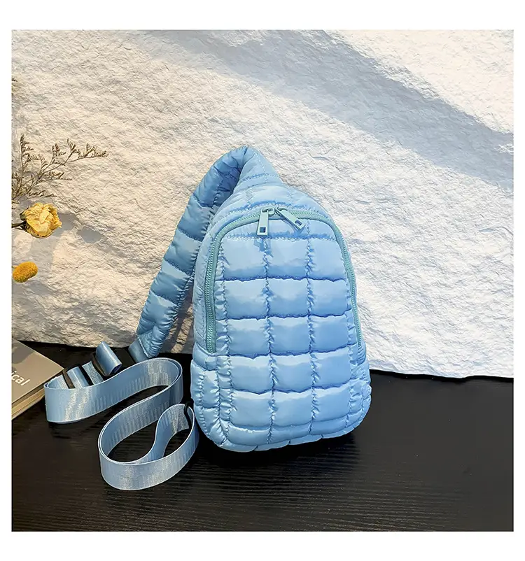 Blue Plaid Crossbody Bag for Women